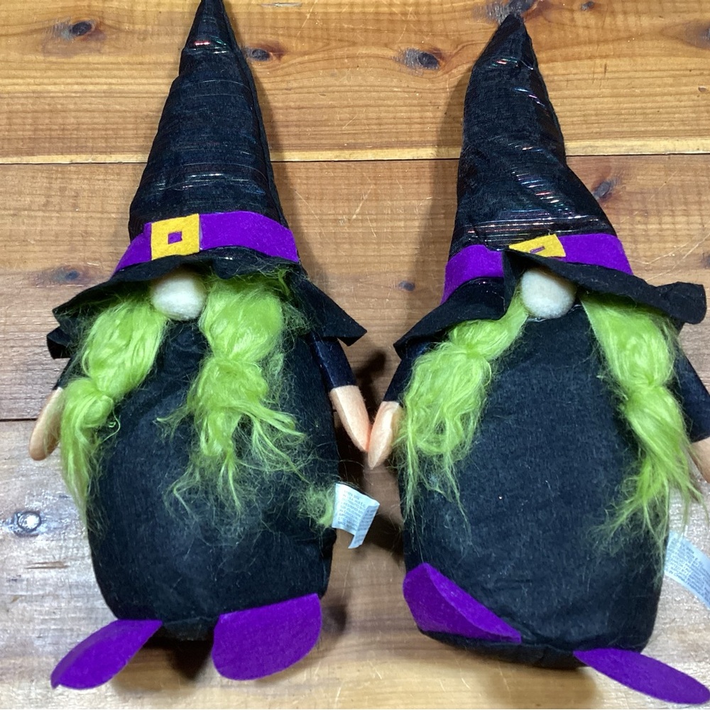 NWTS set of Halloween cute witch gnomes - weighted to stand alone about 14” tall
